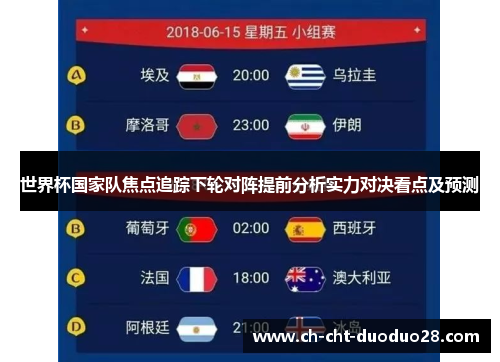 世界杯国家队焦点追踪下轮对阵提前分析实力对决看点及预测